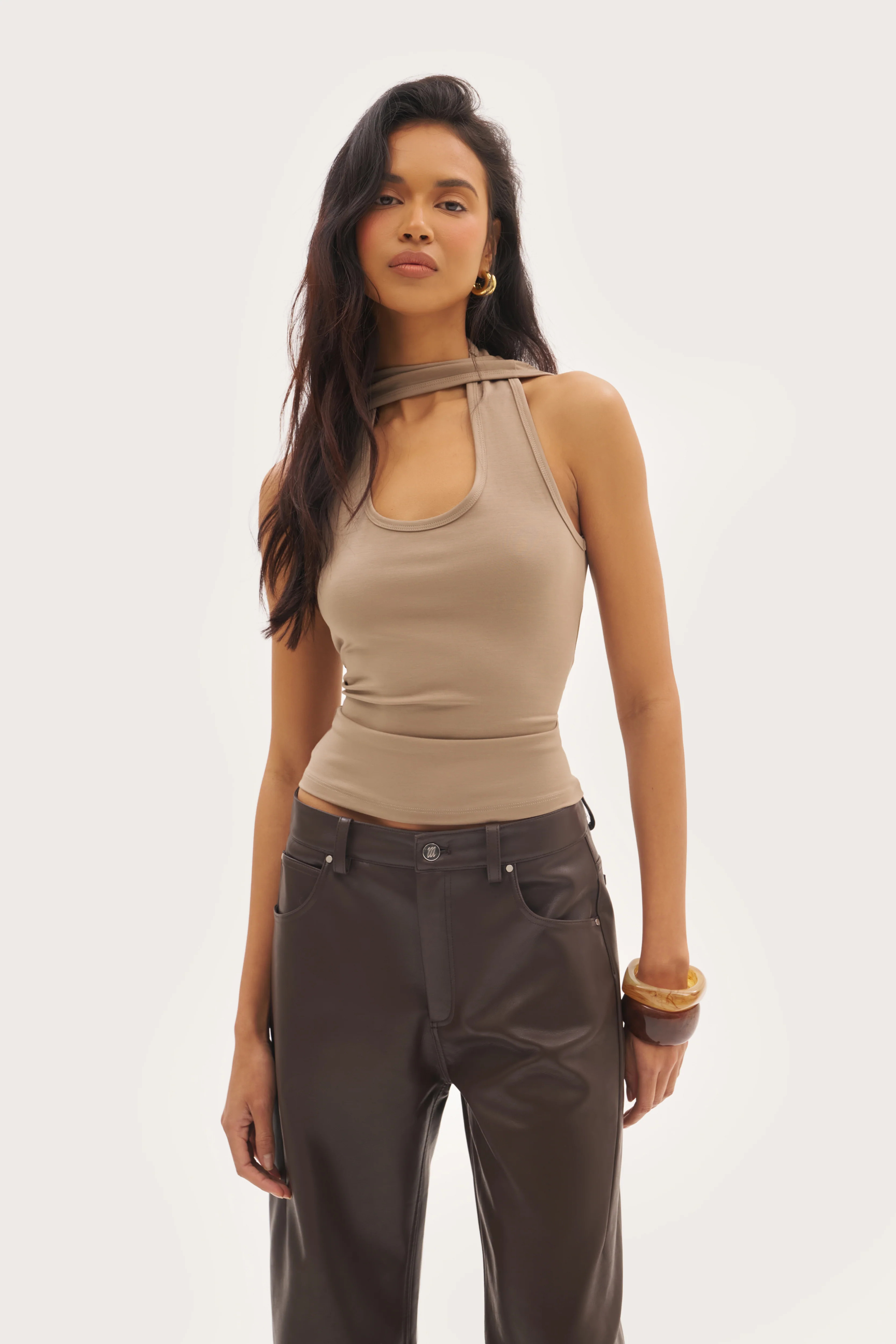 Halter Vest Top - Taupe | Maebe