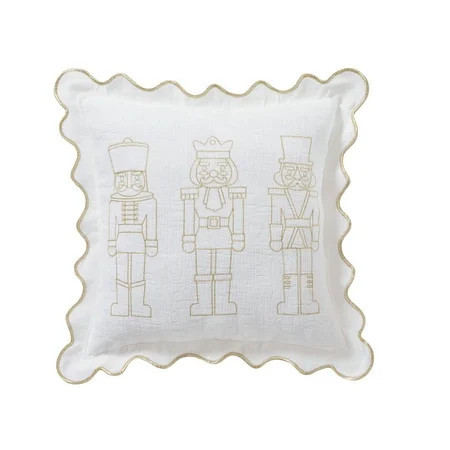 My Texas House 18" x 18" White Nutcracker Chenille Holiday Decorative Pillow | Walmart (US)