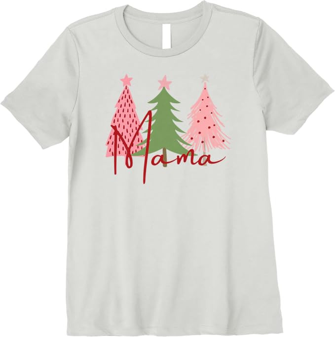 Womens Christmas Momma Mom Holiday Outfit Seasonal Tee Mama Trees Premium T-Shirt | Amazon (US)