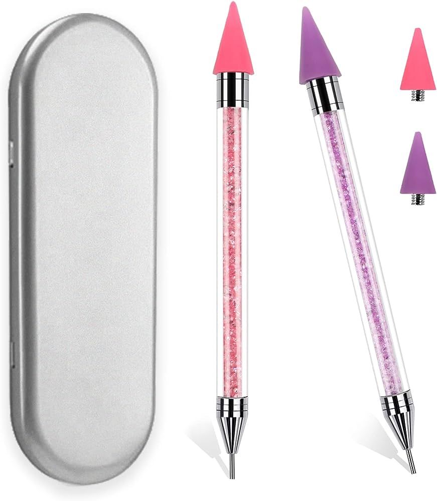 2PCS Dual-Ended Nail Rhinestone Picker Tool, BOMOQING Wax Tip Pencil for Jewel Gems Crystals Stud... | Amazon (US)
