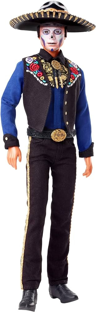 Barbie 2022 Día De Muertos Ken Doll Wearing Shirt, Vest & Sombrero, with Calavera Face Paint, Gi... | Amazon (US)