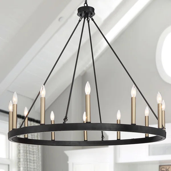 Jadyn 12 - Light Candle Style Wagon Wheel Chandelier | Wayfair North America