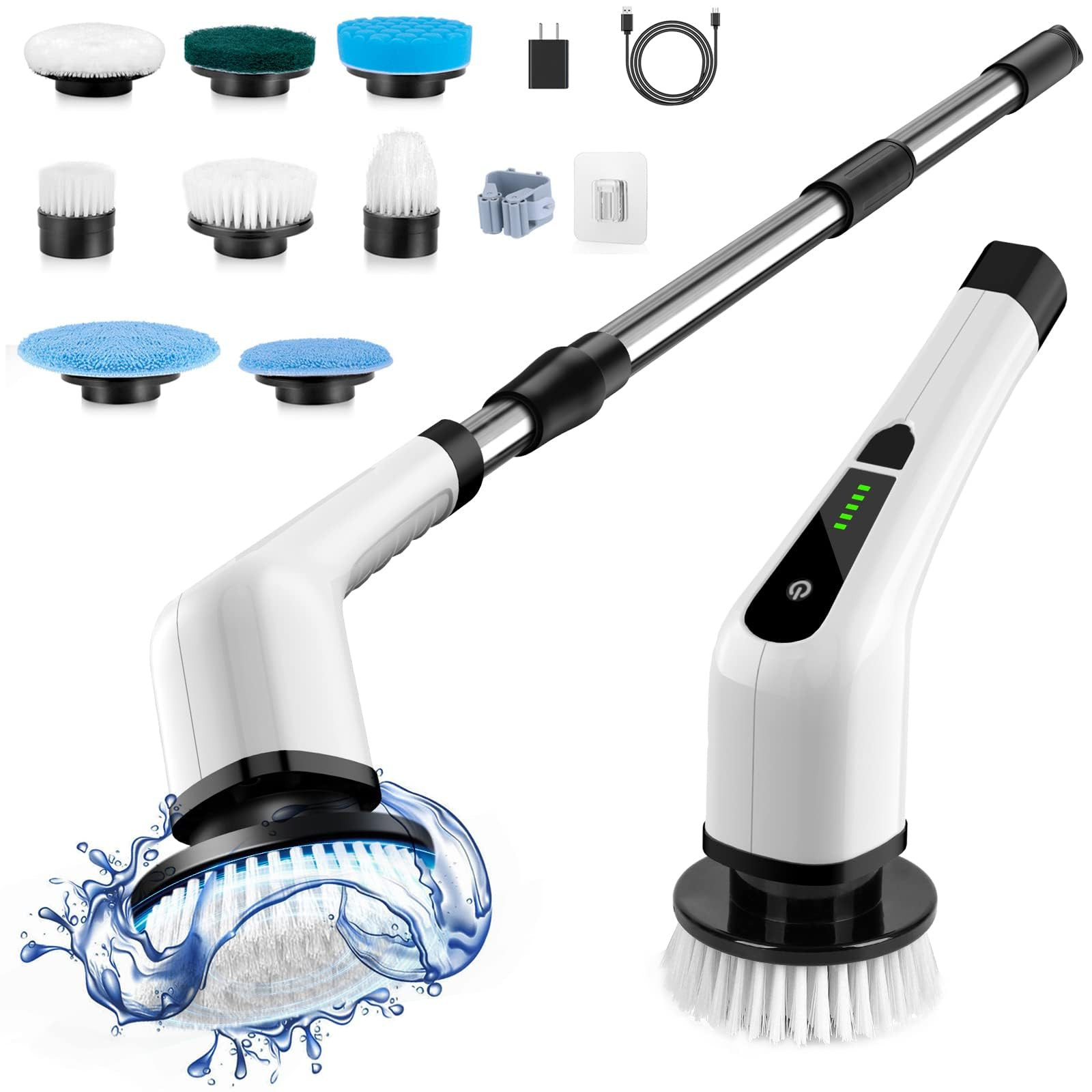 Electric Spin Scrubber, Cordless Cleaning Brush Scrubber for Home, 400RPM/Mins-8 Replaceable Brus... | Amazon (US)