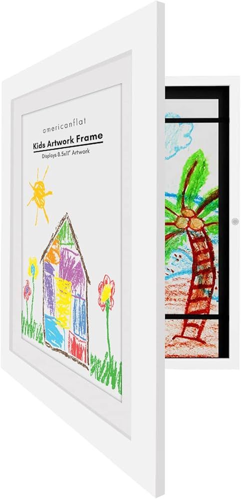 Americanflat Kids Artwork Picture Frame in White- Displays 8.5x11 With Mat and 10x12.5 Without Ma... | Amazon (US)