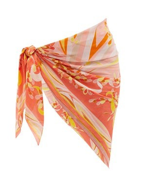 Lilly-print cotton-voile short sarong | Matches (US)
