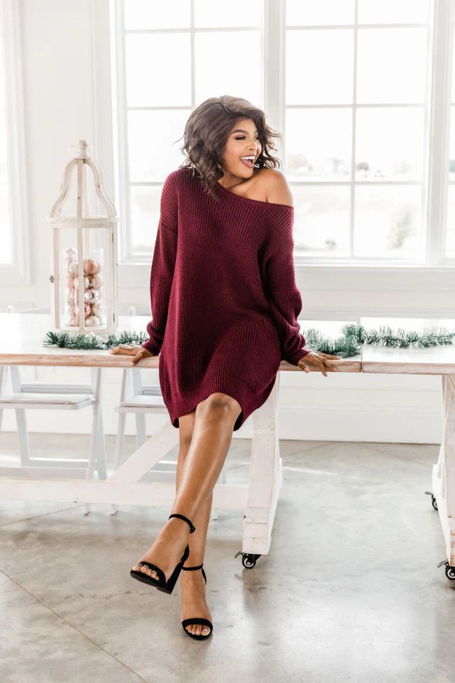 Celebrate Good Times Wine Sweater Dress FINAL SALE | The Pink Lily Boutique