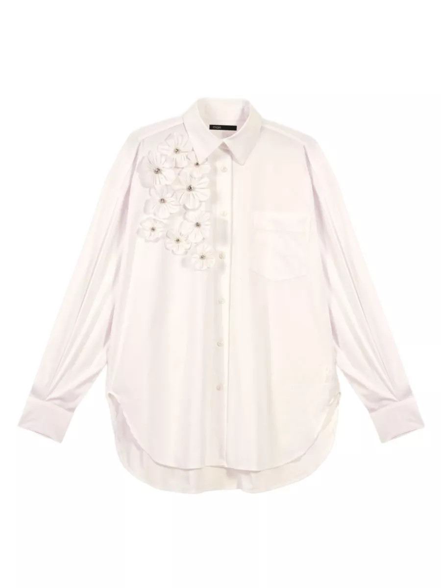 Long Sleeve Blouse with Embroidered Flowers | Saks Fifth Avenue