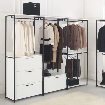 White Walk In Closet With Frame - Powder Coated Metal For Durability, Extra Deep Storage Compartments Construction Storage, , To Impacts, Stain & Scra | Wayfair North America