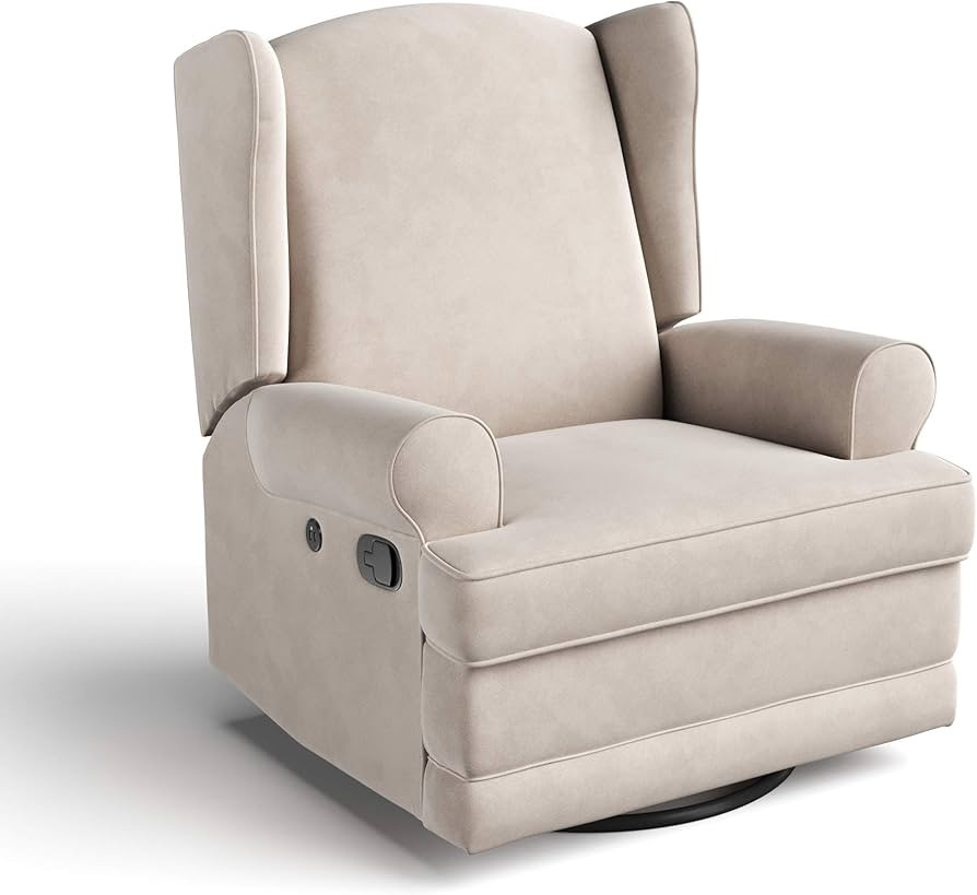 Storkcraft Serenity Upholstered Swivel Glider with USB Charging Port (Ivory) – Fully Upholstere... | Amazon (US)