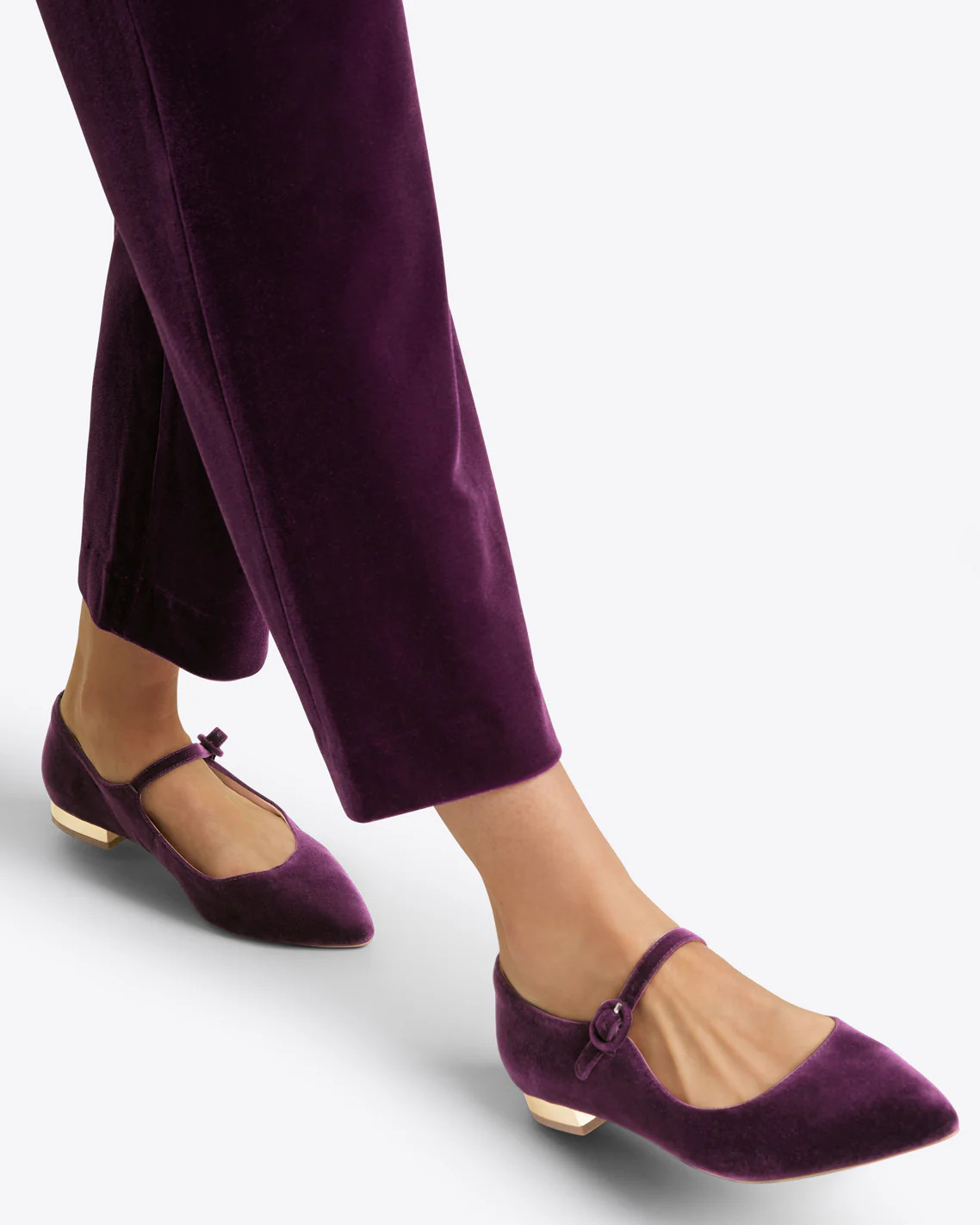 Adeline Mary Jane Flats in Plum Velvet | Draper James (US)