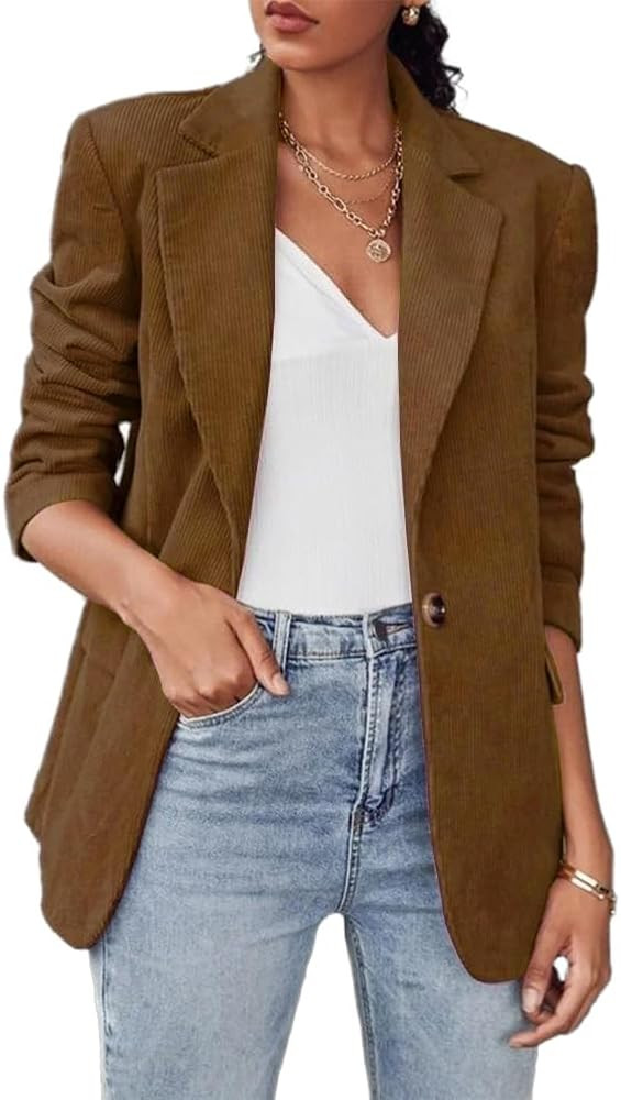 IDEALSANXUN Womens Corduroy Blazer Fall Winter Casual Blazer Dressy Suit Jackets | Amazon (US)