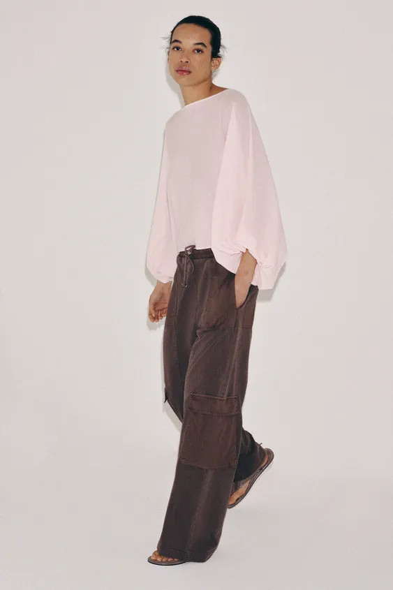 KNIT TOP WITH VOLUME SLEEVES | Zara US