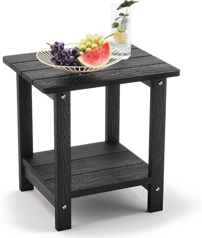 LUE BONA Adirondack Outdoor Side Table, 2-Tier Black Poly Patio End Table Weather Resistant, Mord... | Amazon (US)