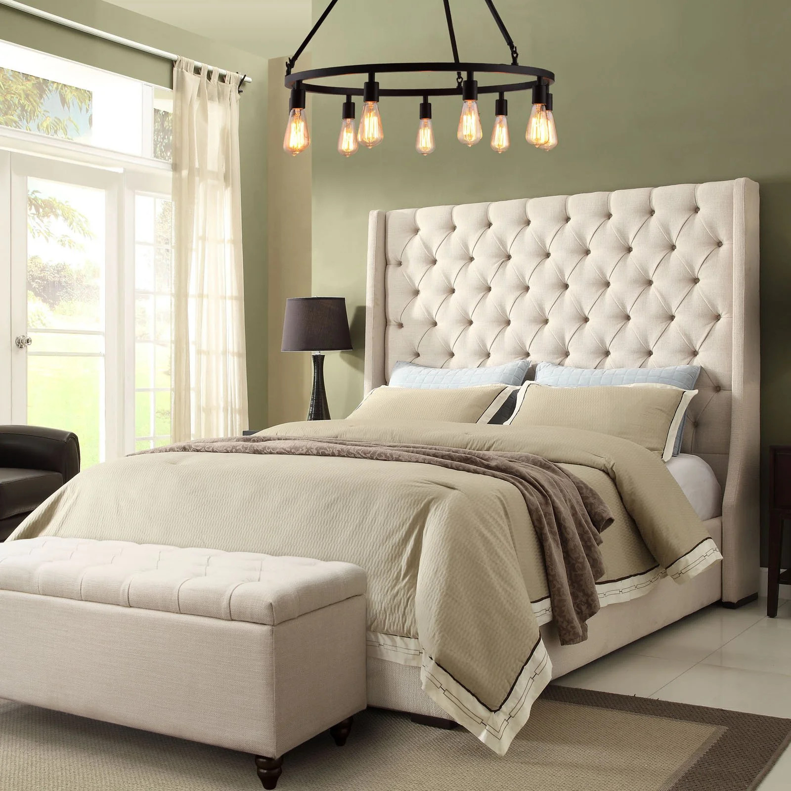 Diamond Sofa Park Avenue Tufted Bed with Vintage Wing - Desert Sand Linen - Walmart.com | Walmart (US)