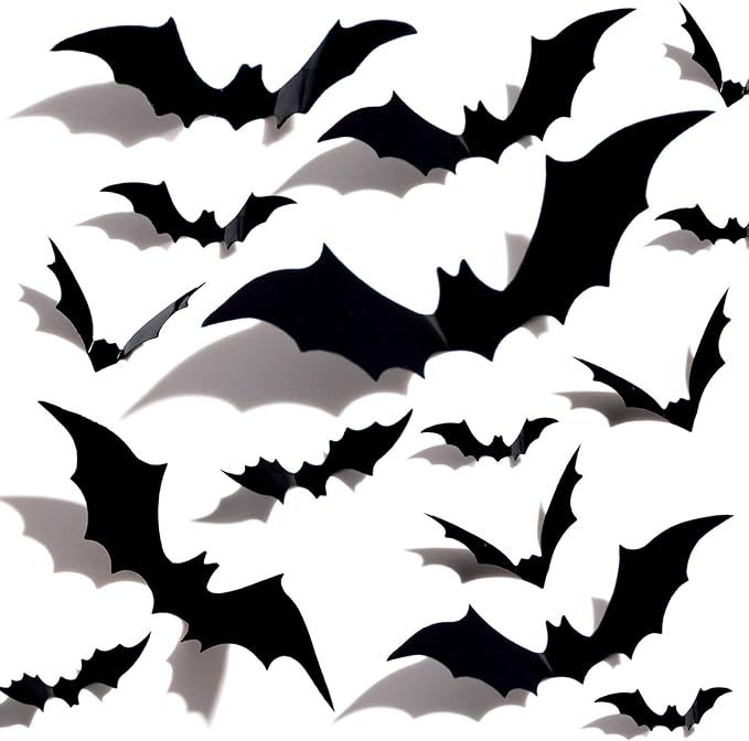 Halloween 3D Bats Decoration Plastic Bat Wall Stickers for Home Window Decor Party Supplies (60PC... | Amazon (US)