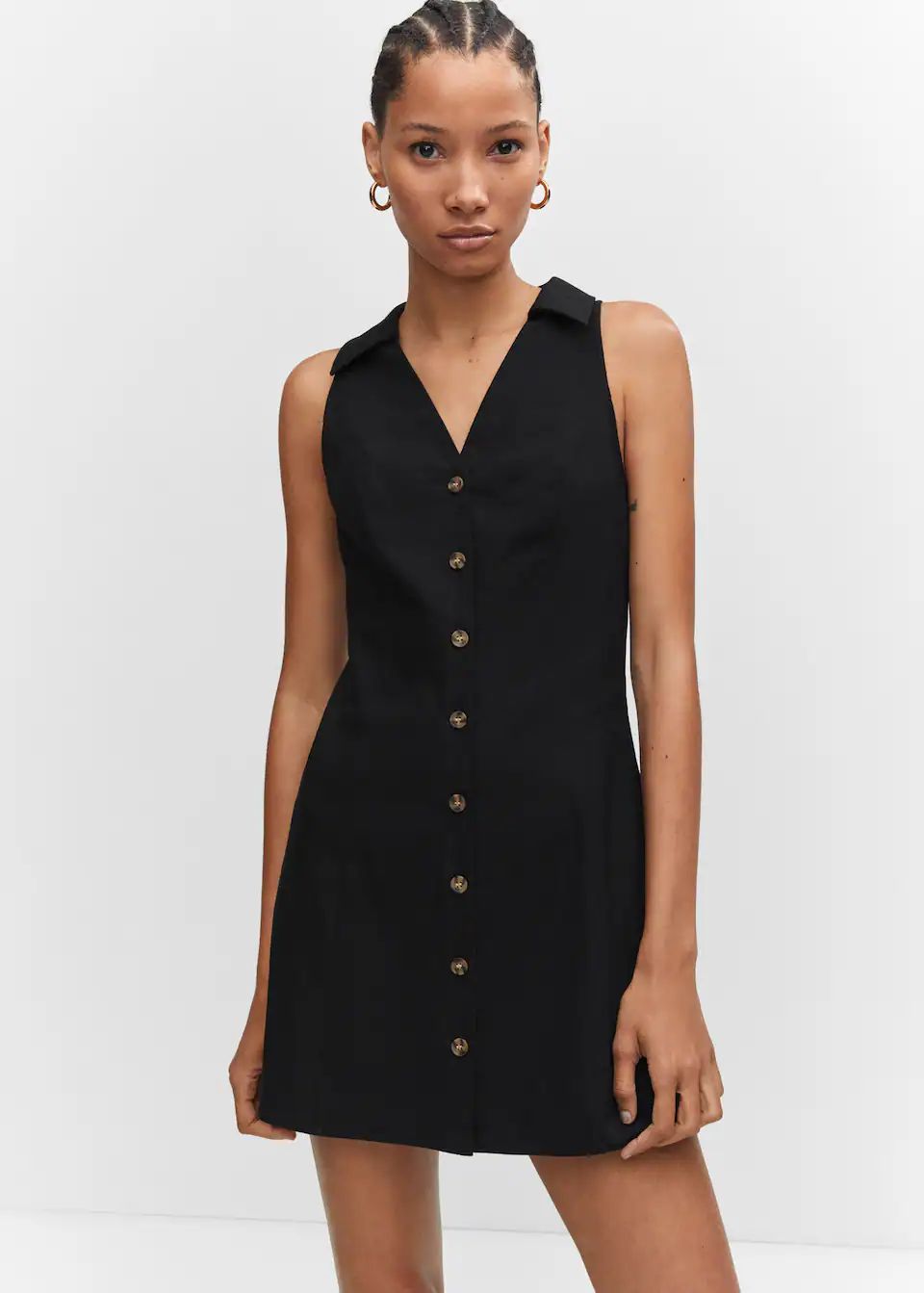 Ramie dress with buttons | MANGO (US)