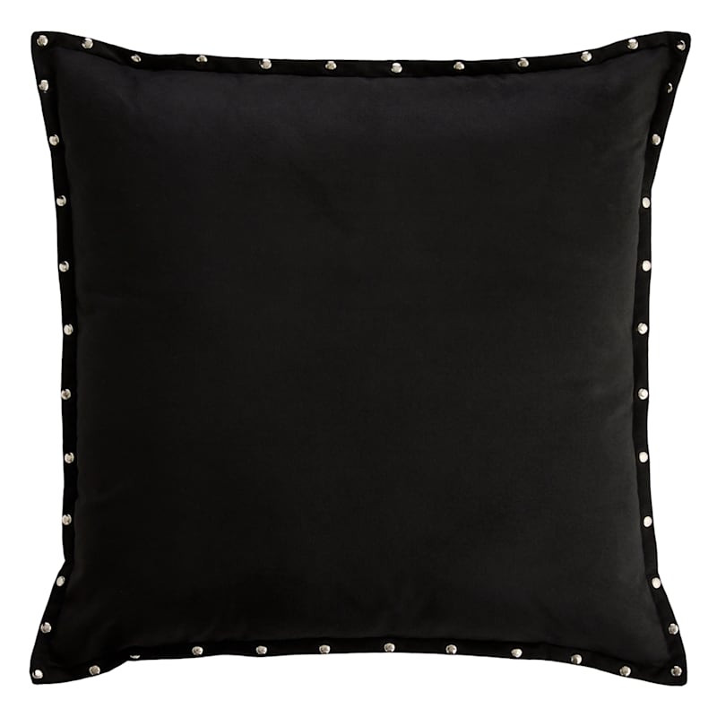 Black & Silver Studded Faux Suede Throw Pillow, 18" | At Home
