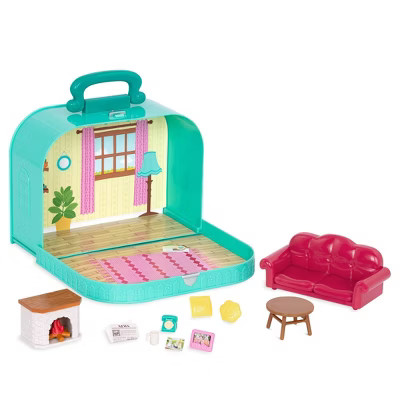 Li'l Woodzeez Toy Furniture Set in Carry Case 13pc - Travel Suitcase Living Room Playset | Target
