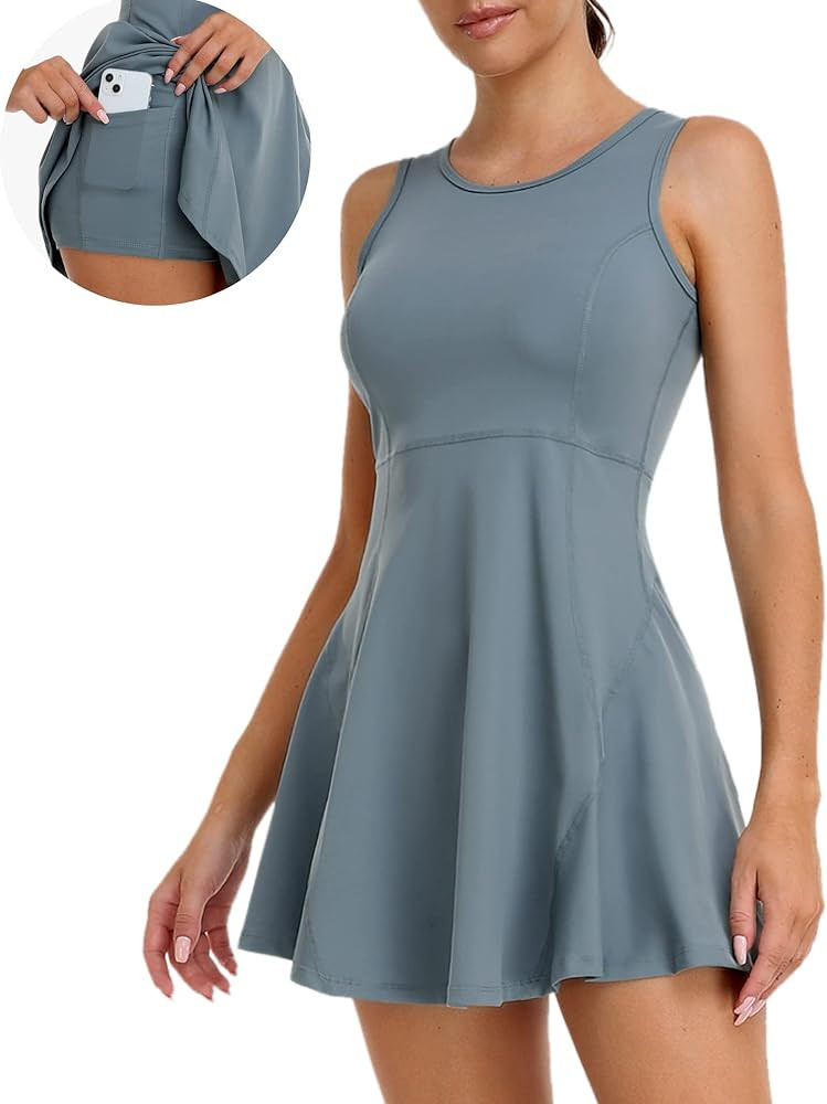 Heledok Womens Tennis Dress, Golf Dresses with Shorts and Pockets Sleeveless for Athletic Workout... | Amazon (US)