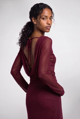 Maddie Cowl Back Mesh Long Sleeve Top | South Moon Under