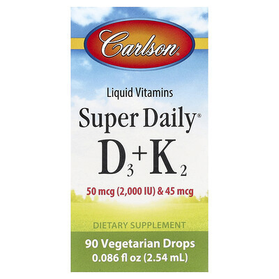 Carlson, Super Daily® D3 + K2, 0.086 fl oz (2.54 ml) | iHerb