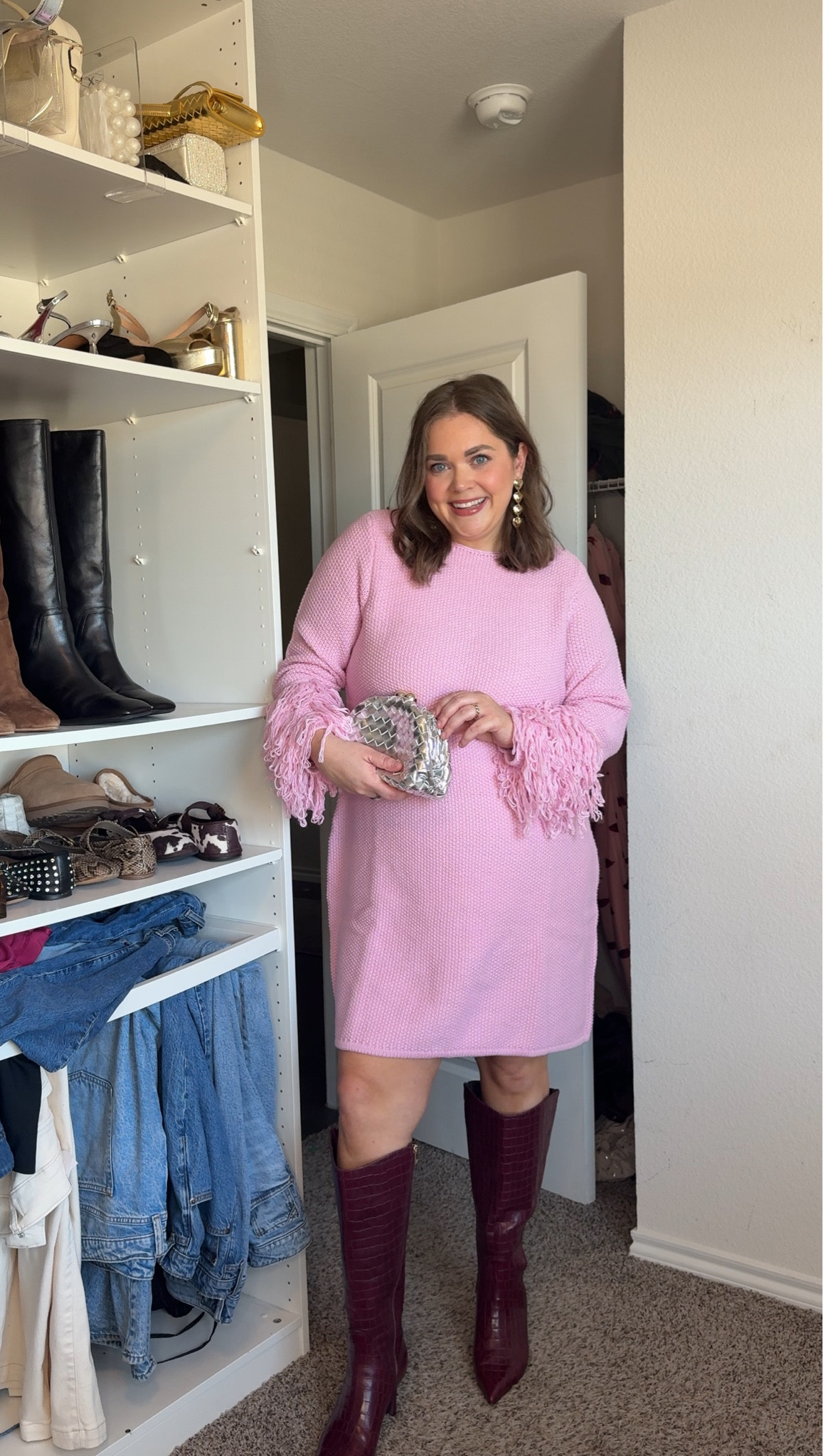Valentine’s Day outfit idea wearing 14/16 in sweater dress. Wide calf boots are on sale 

#LTKPlusSize #LTKSaleAlert