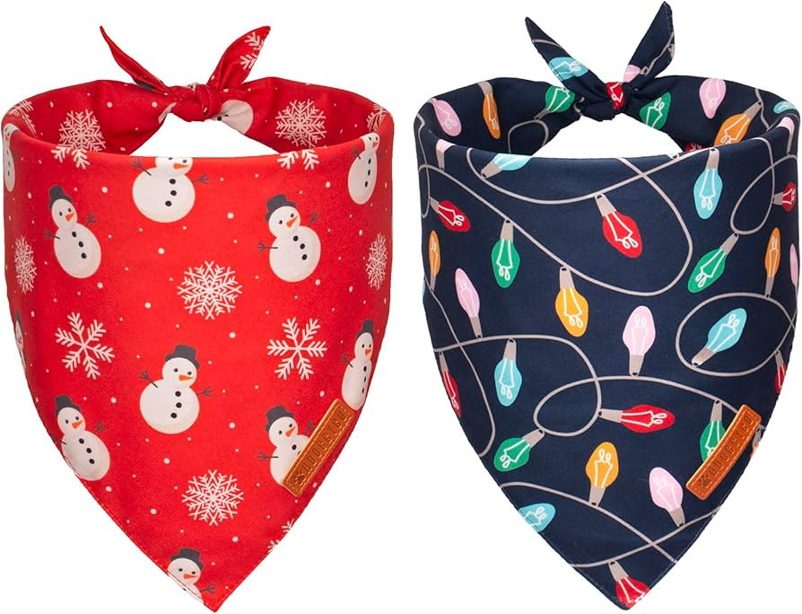 ADOGGYGO Christmas Dog Bandana, Snowman Xmas Pet Scarf, Premium Durable Fabric, Christmas Bandana... | Amazon (US)