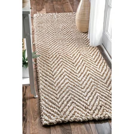 Off White Handwoven Jute Jagged Chevron Area Rug | Rugs USA