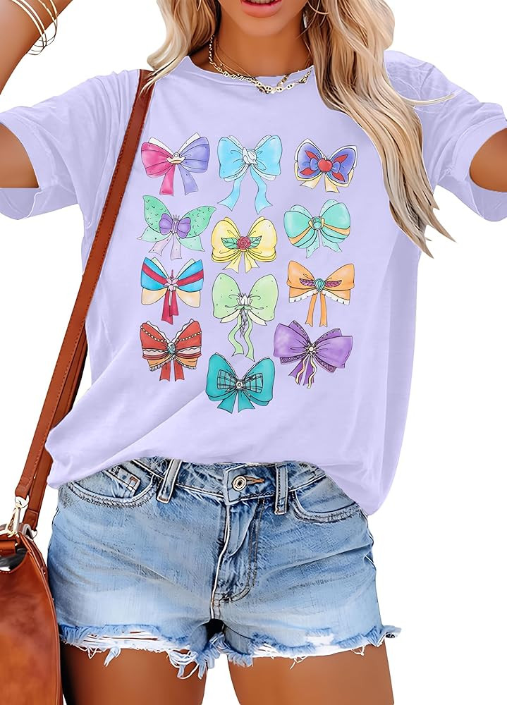 Magical Shirt Women Magic Kingdom Princess Shirts Oversized Cute Ribbons and Bows Shirt Family Ho... | Amazon (US)