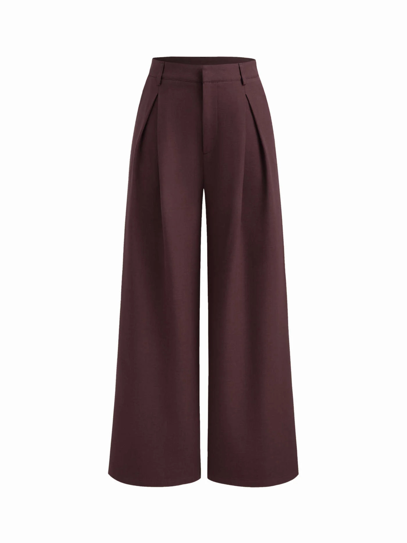 Woven Mid Rise Straight Leg Pleated Trouser  For Daily Casual Work | Cider