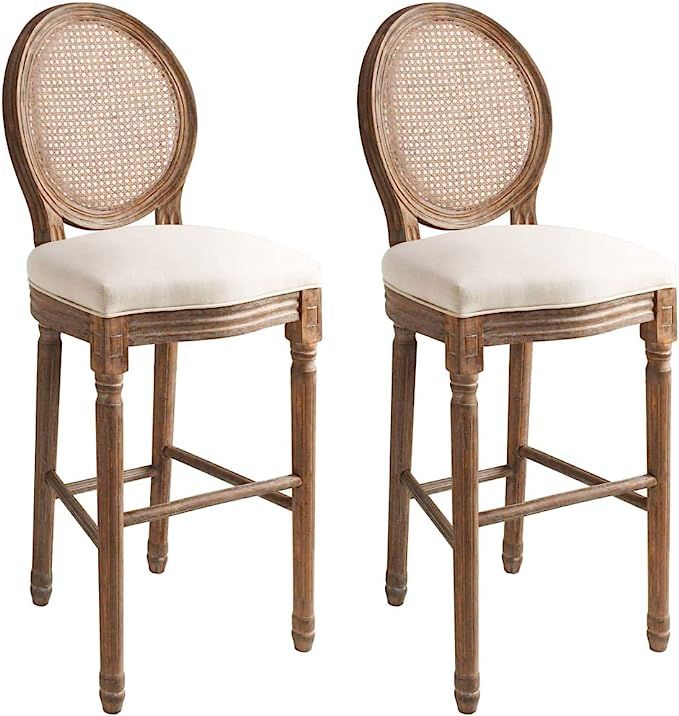 INLIFE Bar Chairs 2 pcs White Fabric (US only) | Amazon (US)