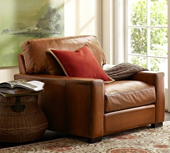 Turner Square Arm Leather Armchair | Pottery Barn (US)