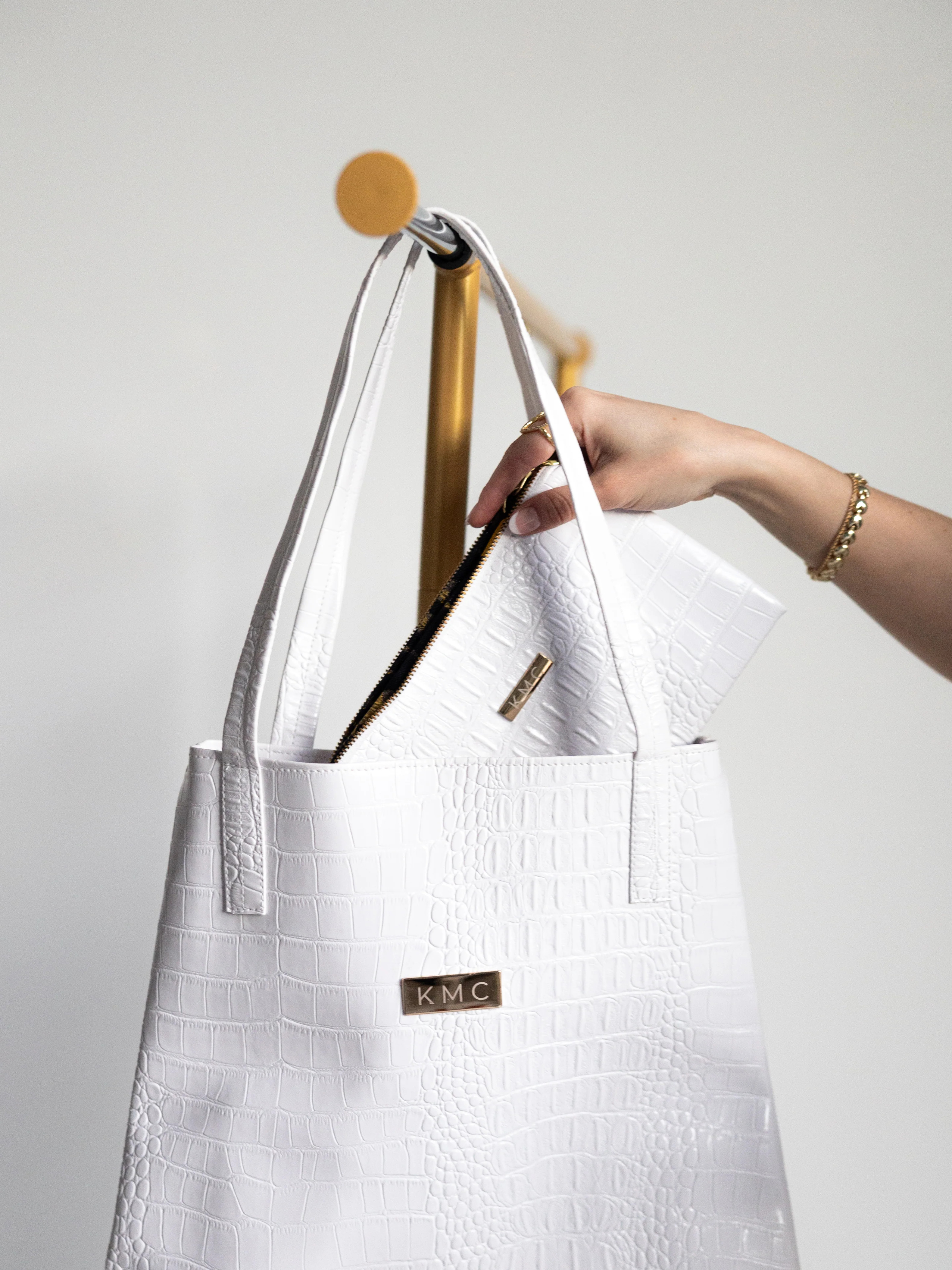 The North-South Tote Bag Snow 'Big Crocodile' | KMC Handbags