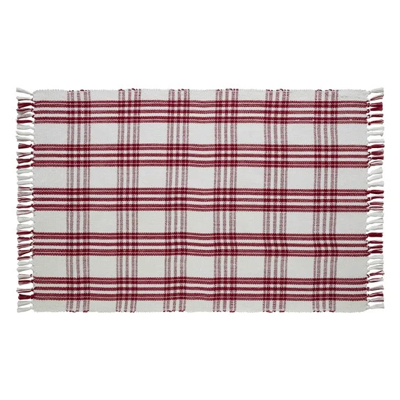 Indoor/Outdoor Plaid Accent Rug, Red and White, 38" x 58", by My Texas House | Walmart (US)