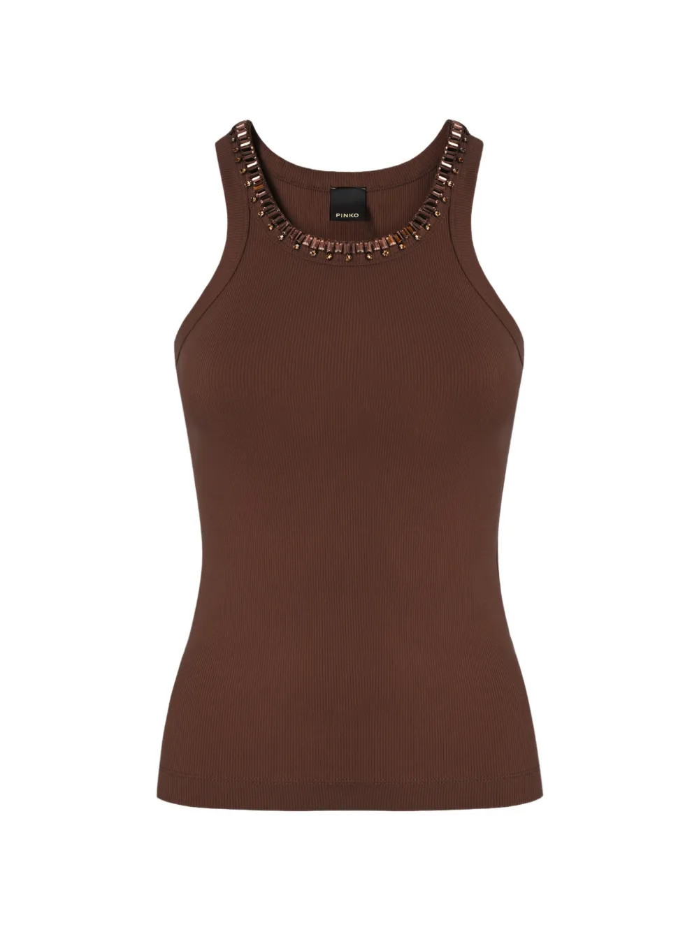 PINKO stud-embellished tank top - Brown | Farfetch Global
