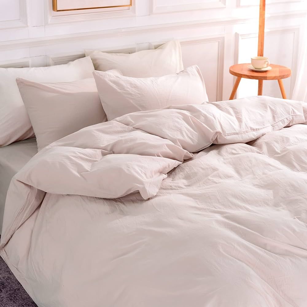 NEXHOME PRO Duvet Cover Set Twin Size Linen Look Textured Organic Natural 100% Washed Cotton Duve... | Amazon (US)