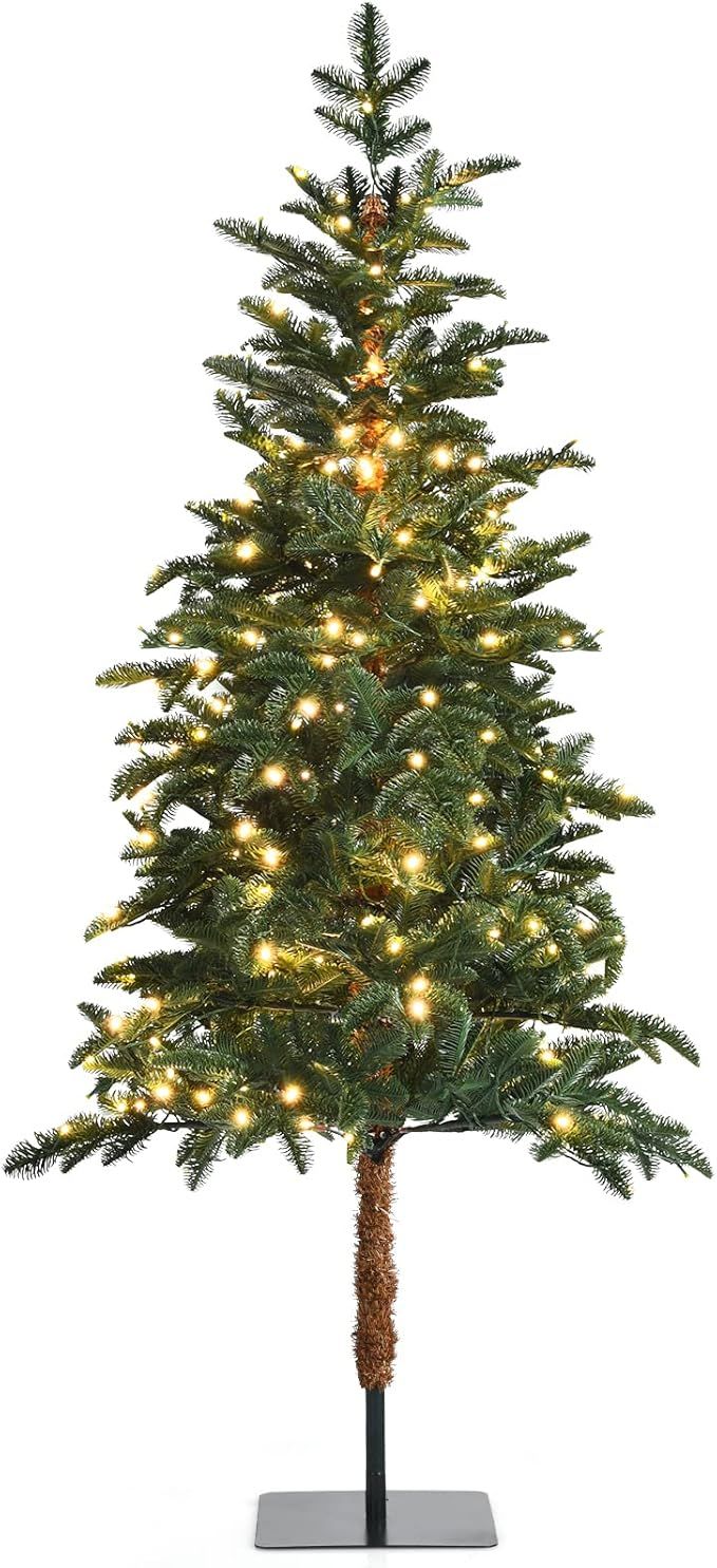 GOFLAME 6ft Artificial Slim Pencil Christmas Tree, Pre-Lit Hinged Christmas Tree, Faux-Pine Tree ... | Amazon (US)