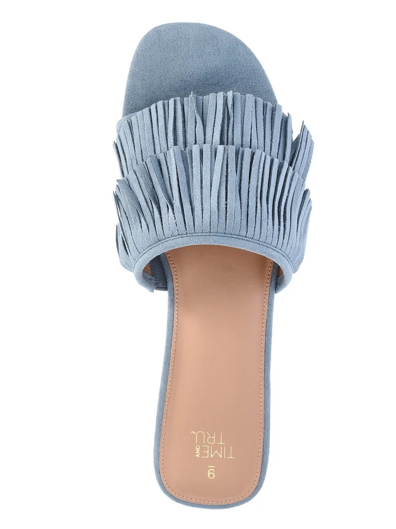 Time and Tru Women's Fringe Slide Sandals | Walmart (US)