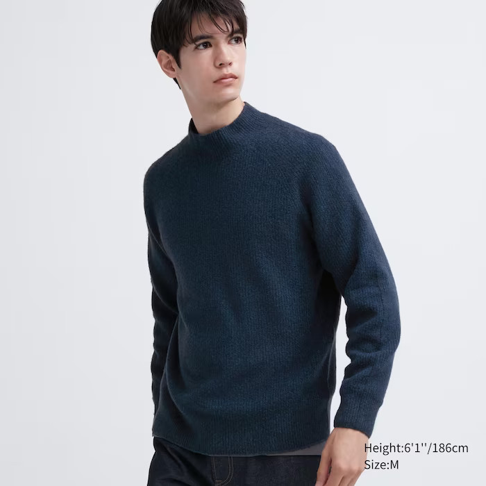 3D Knit Souffle Yarn Mock Neck Long-Sleeve Sweater | UNIQLO (US)