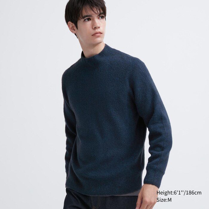 3D Knit Souffle Yarn Mock Neck Long-Sleeve Sweater | UNIQLO (US)