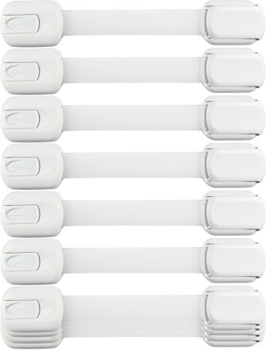 Child Safety Strap Locks (10 Pack) Baby Locks for Cabinets and Drawers, Toilet, Fridge & More. 3M Adhesive Pads. Easy Installation, No Drilling Required, White | Amazon (US)