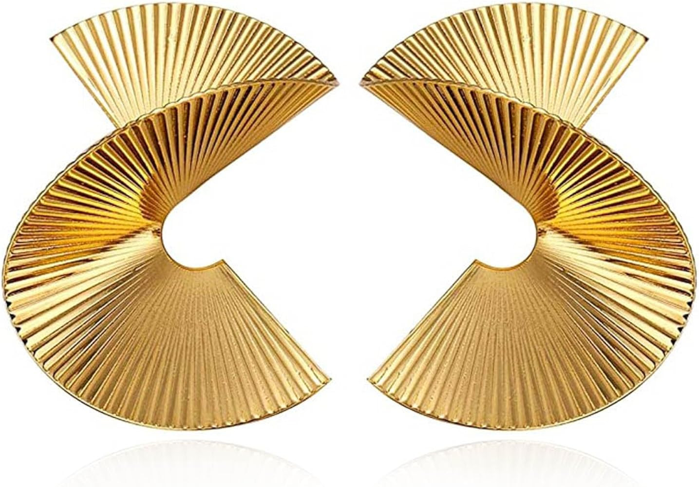 Gold Geometric Earrings Exaggerated Statement Earrings Punk Stylish Sectored Twisted Earring Jewe... | Amazon (US)