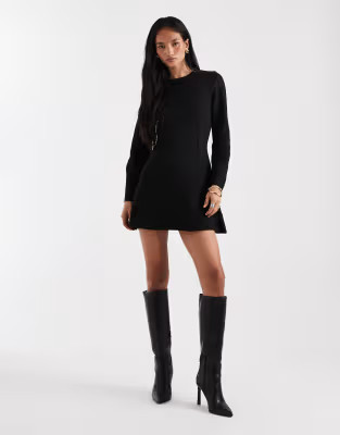 ASOS DESIGN nipped waist mini dress in black | ASOS (Global)