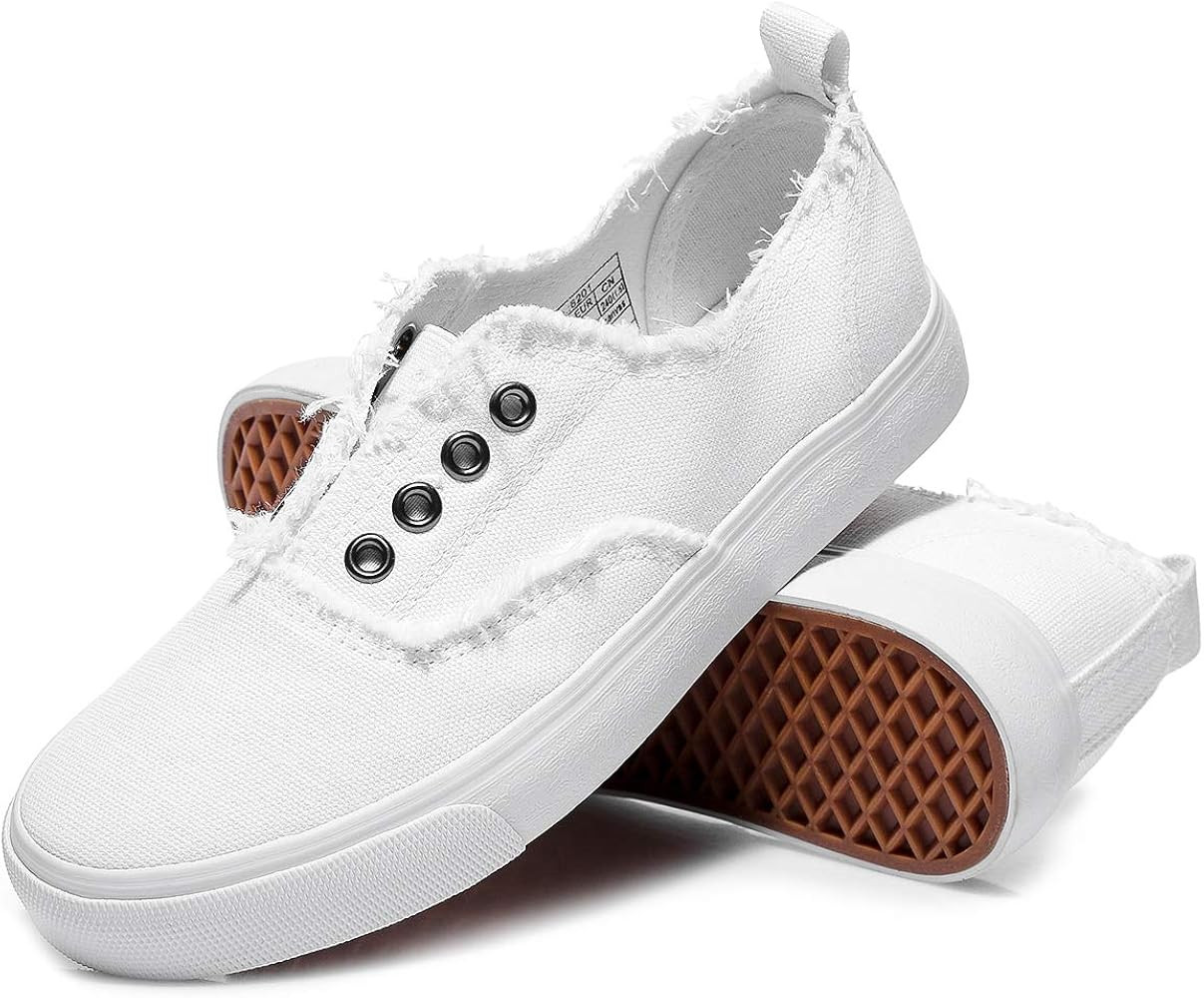 Women's Slip on Sneakers Walking Shoes Casual Girls Canvas Fashion Sneakers | Amazon (US)