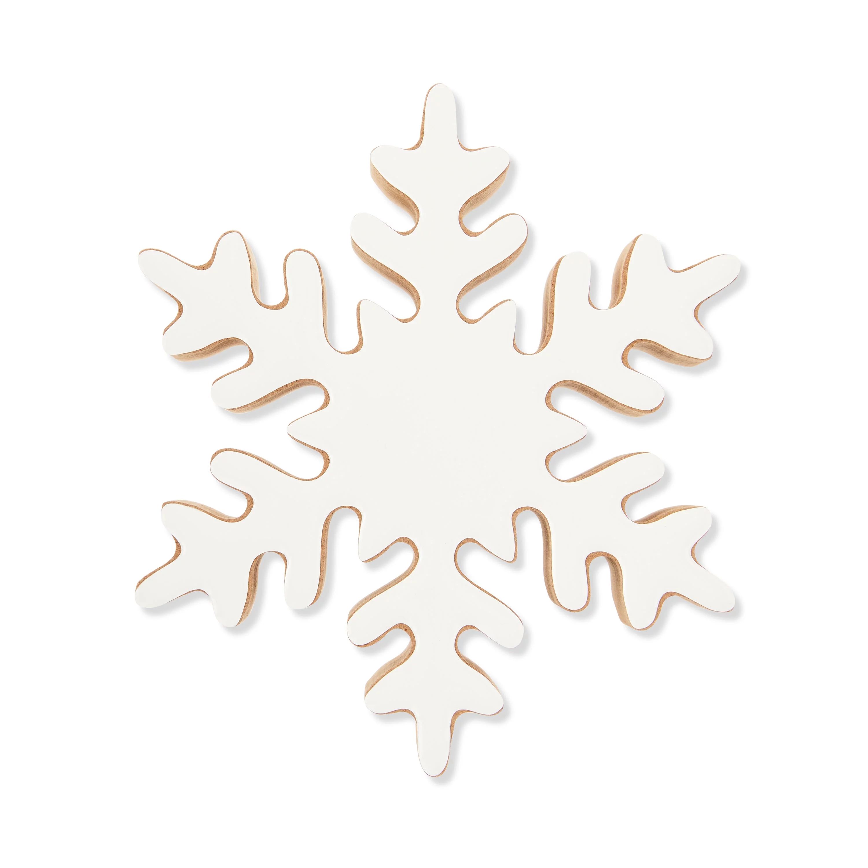Small Wood Snowflake Christmas Decoration, White, 6 in x 5 in, by Holiday Time | Walmart (US)