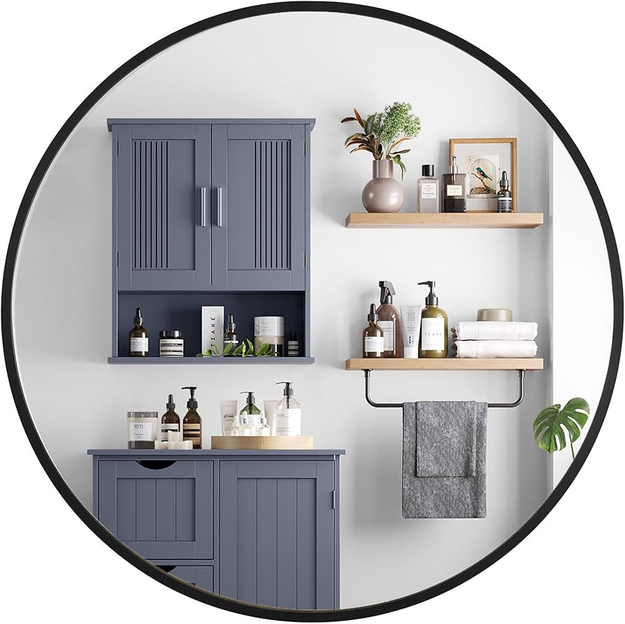 SONGMICS Round Wall Mirror, Decorative Circle Mirror, 24-Inch Diameter, Metal Frame, for Living R... | Amazon (US)