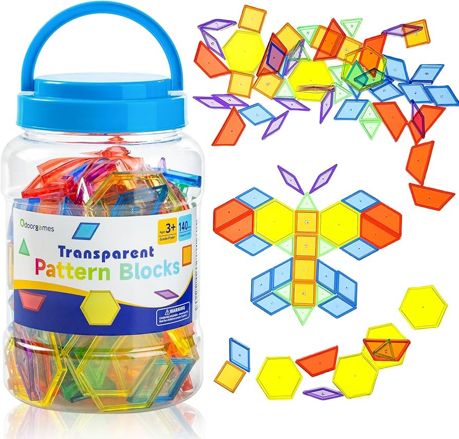 Odoorgames 140 Pcs Translucent Pattern Blocks - Educational Light Table Manipulatives and Accesso... | Amazon (US)