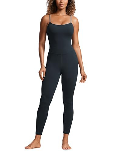 CRZ YOGA Butterluxe Cami Strap Jumpsuits for Women - Adjustable Yoga Workout One Piece Tank Leggings Romper with Built-in Bra True Navy Medium | Amazon (US)