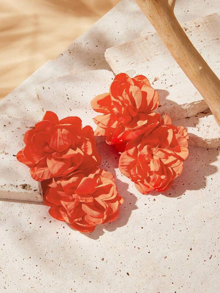 Handmade Fashion Resort Inspired Large Flower Earrings For Women | SHEIN