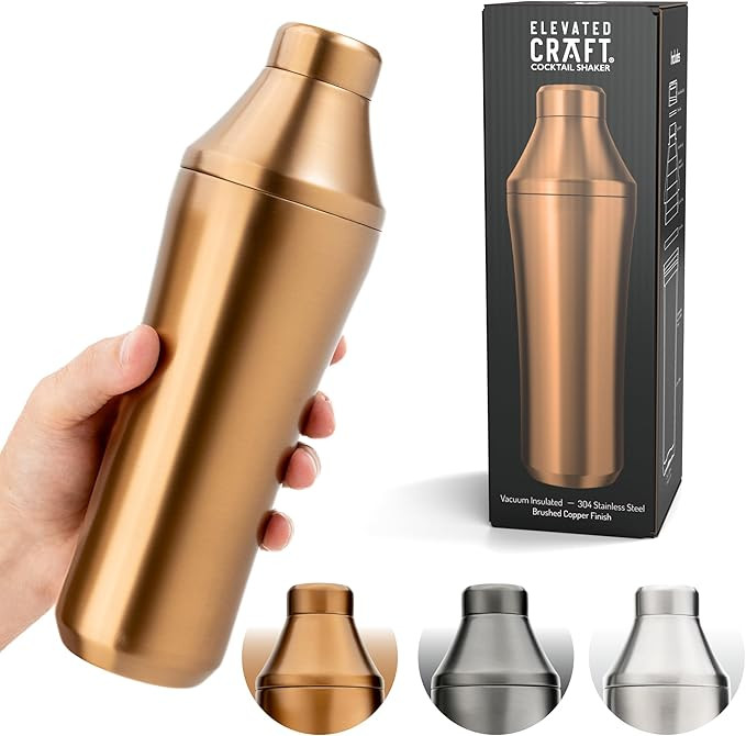 Elevated Craft Hybrid Cocktail Shaker - Premium Vacuum Insulated Stainless Steel Copper Cocktail ... | Amazon (US)
